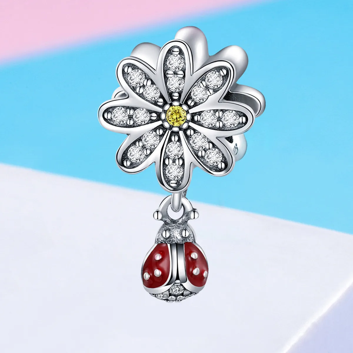 Pandora Style Silver Charm, Ladybird's Story, Multicolor Enamel - SCC727