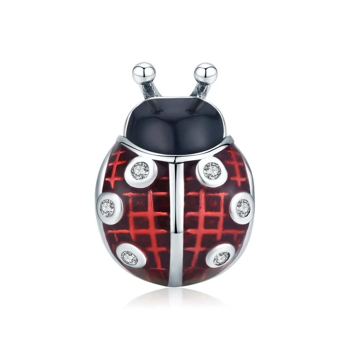 Pandora Style Silver Charm, Ladybug, Multicolor Enamel - SCC1481