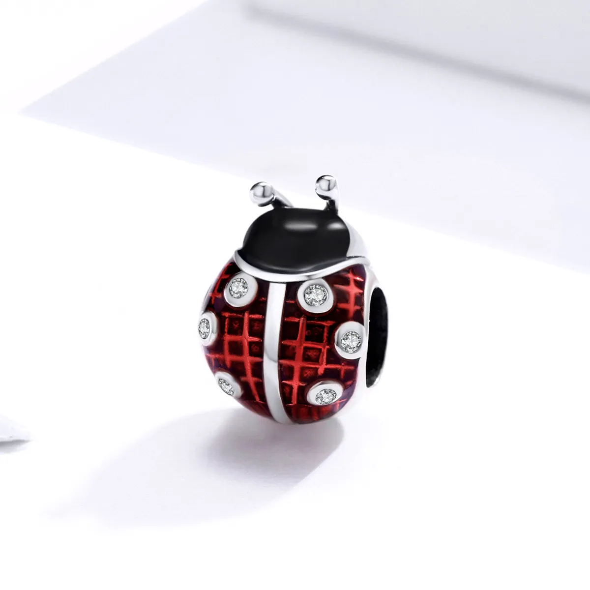 Pandora Style Silver Charm, Ladybug, Multicolor Enamel - SCC1481