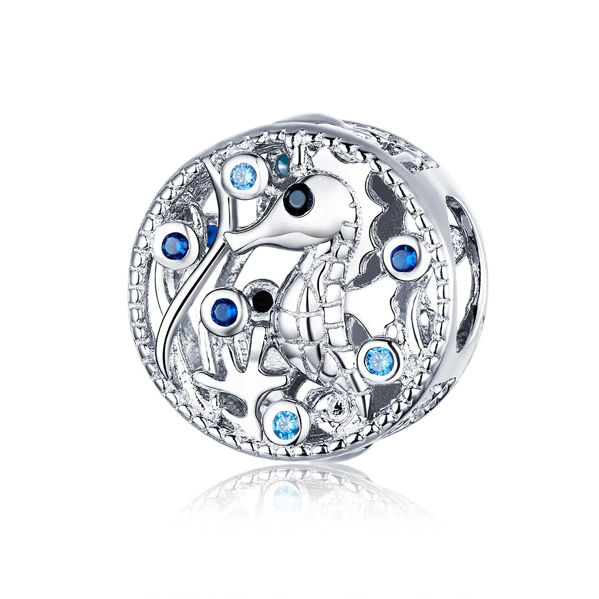 Pandora Style Silver Charm, Leisurely Seahorse - BSC266