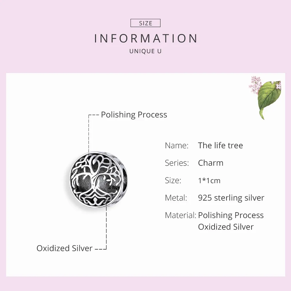 Pandora Style Silver Charm, Life Tree - SCC1457