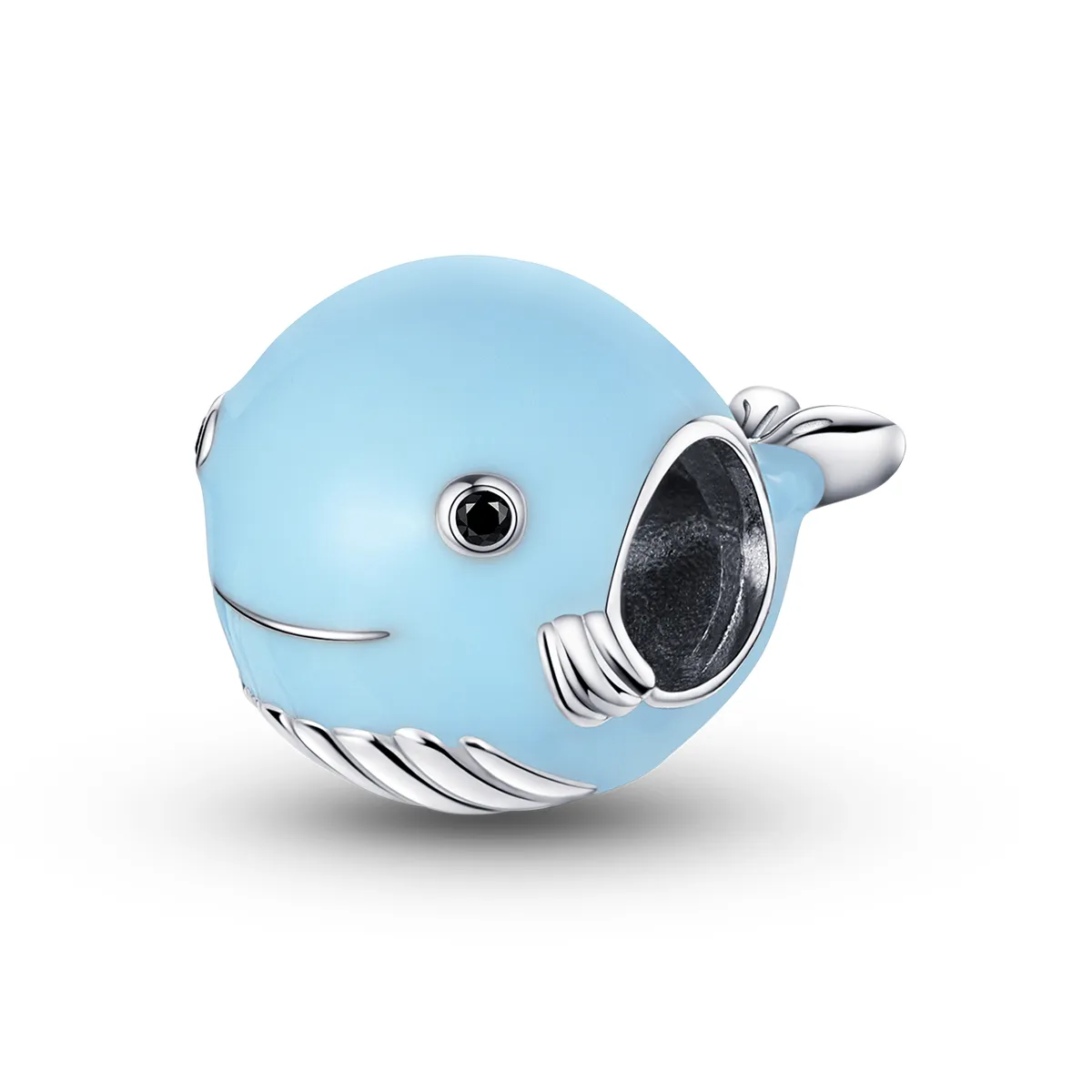 Pandora Style Silver Charm, Little Blue Whale, Cyan Blue Enamel - BSC250