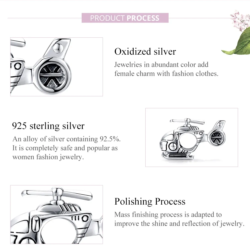 Pandora Style Silver Charm, Little Helicopter - SCC1699