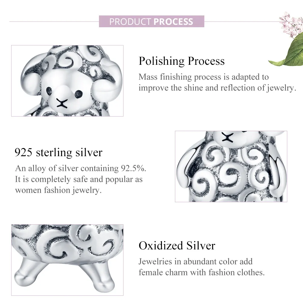 Pandora Style Silver Charm, Little Sheep - BSC187