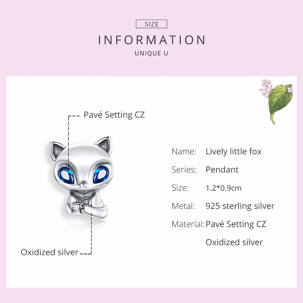 Pandora Style Silver Charm, Lively Little Fox - SCC1808