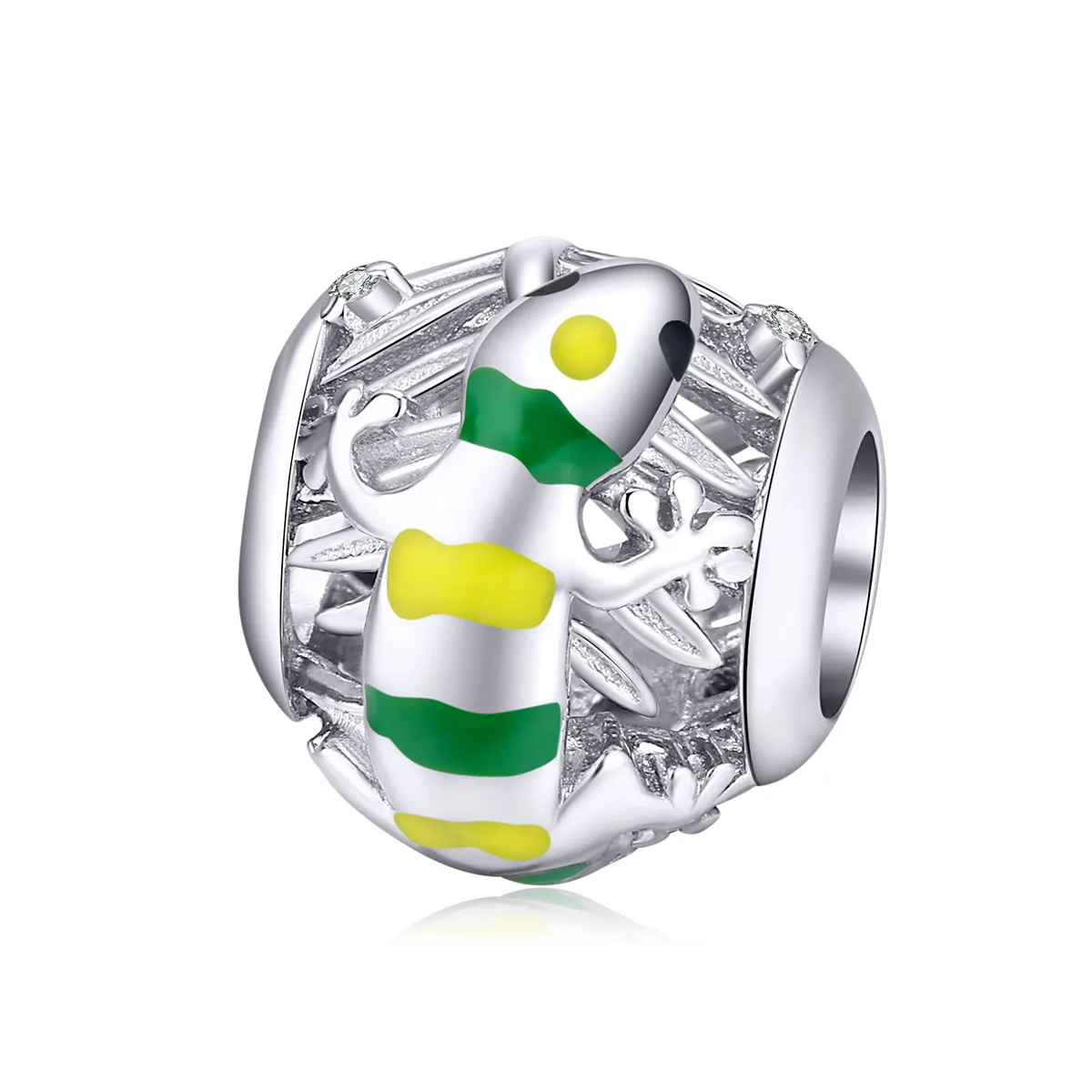 Pandora Style Silver Charm, Lizard, Multicolor Enamel - BSC199