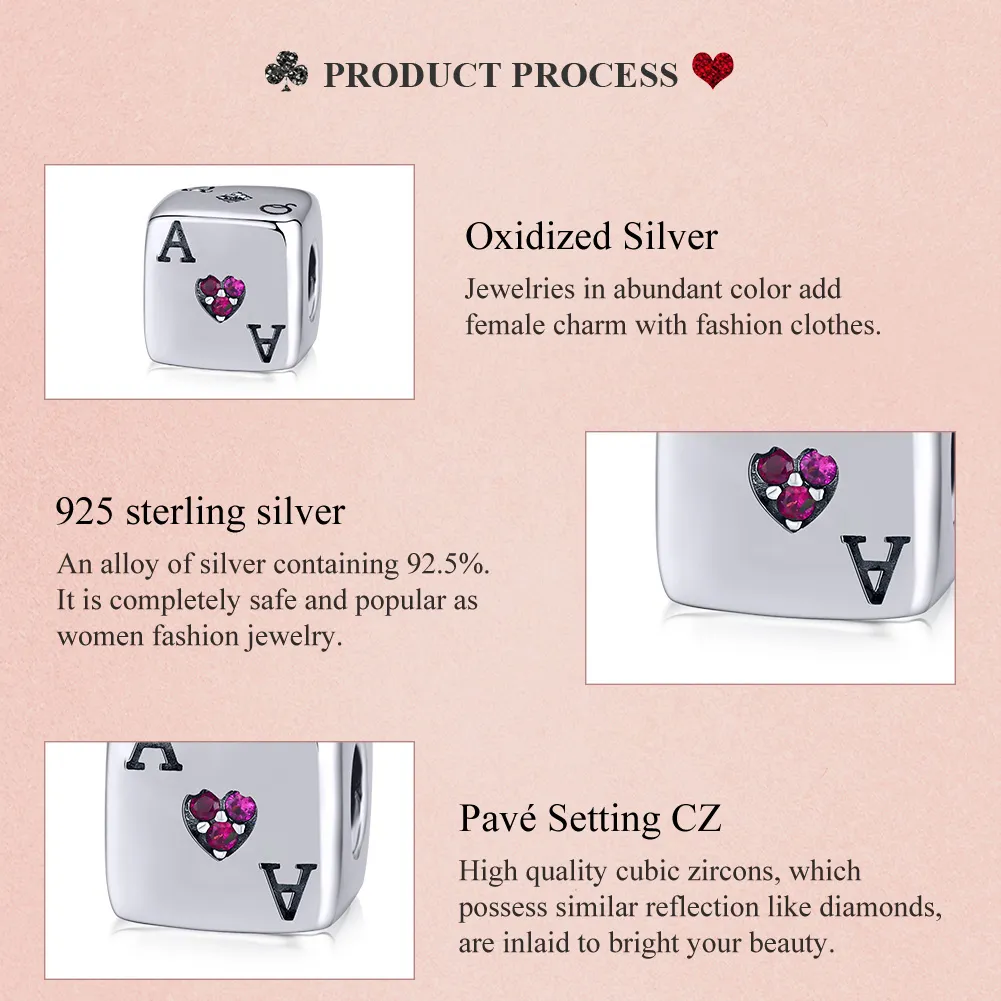 Pandora Style Silver Charm, Love Dice - SCC1440