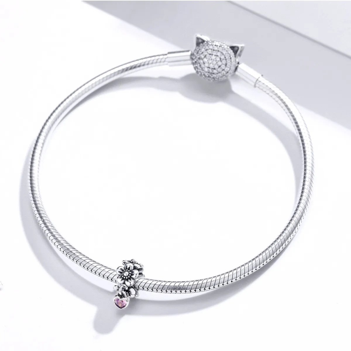 Pandora Style Silver Charm, Love Flower - SCC1485