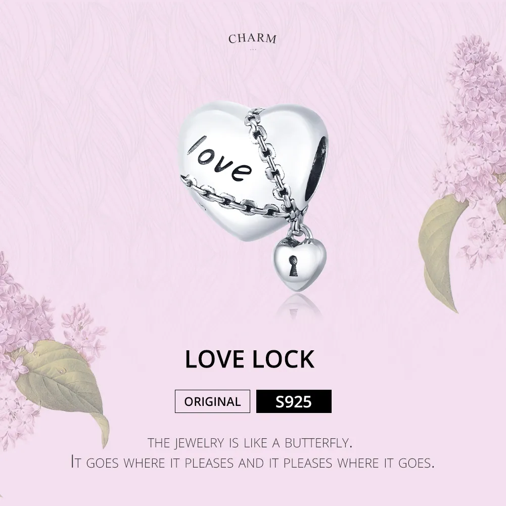 Pandora Style Silver Charm, Love Lock - SCC1553