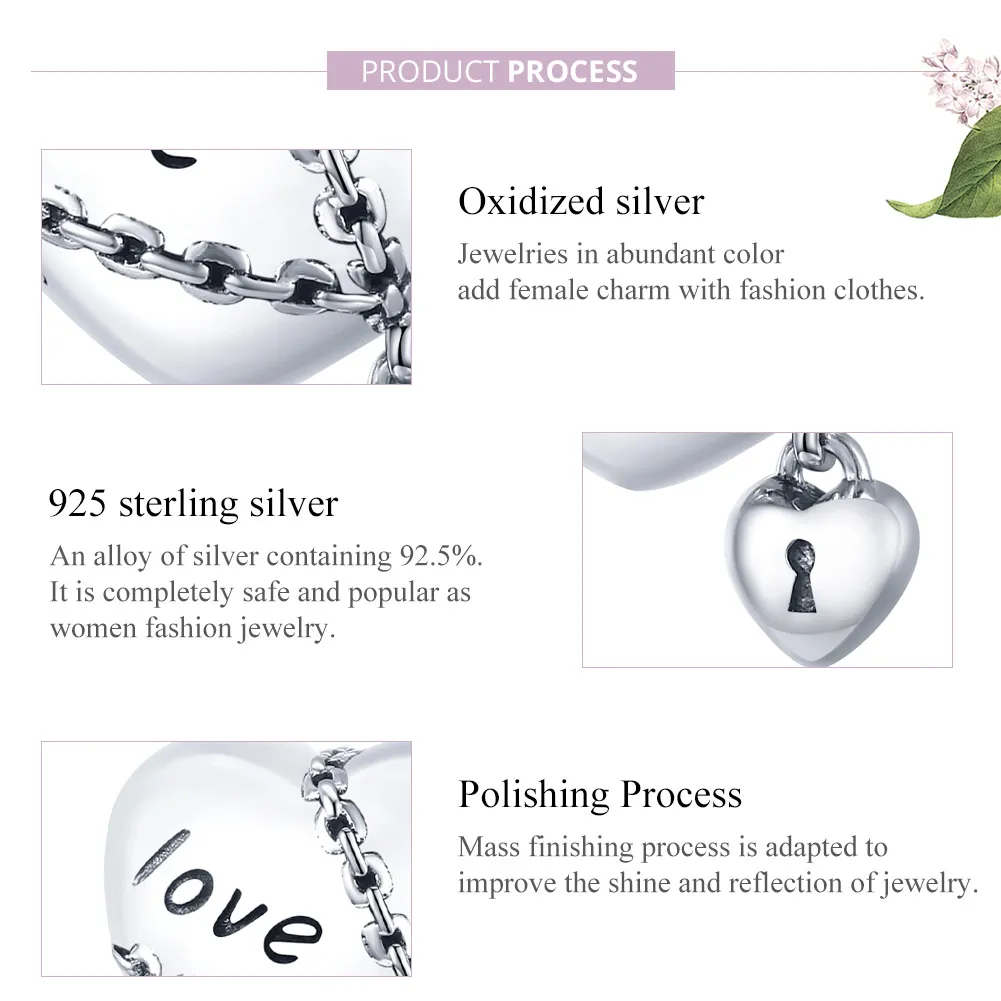 Pandora Style Silver Charm, Love Lock - SCC1553