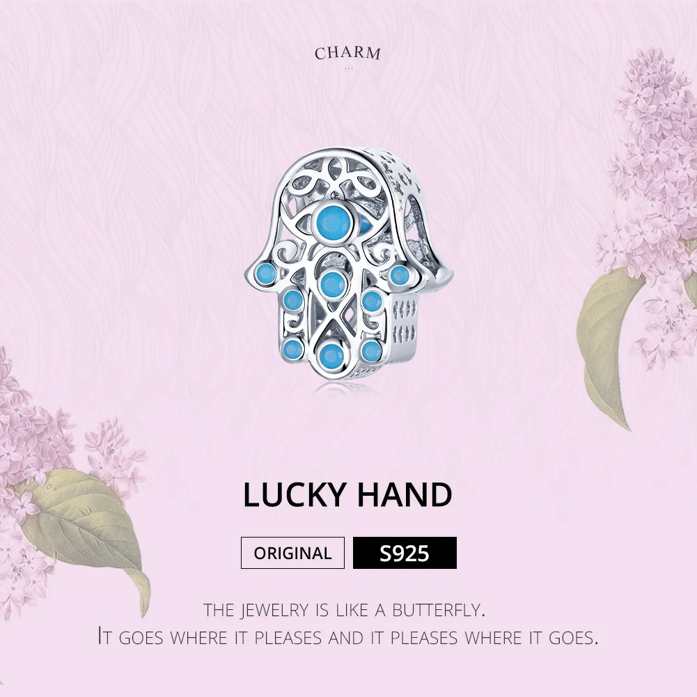 Pandora Style Silver Charm, Lucky Hand - SCC1757