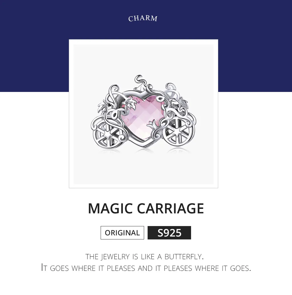 Pandora Style Silver Charm, Magic Carriage - BSC412