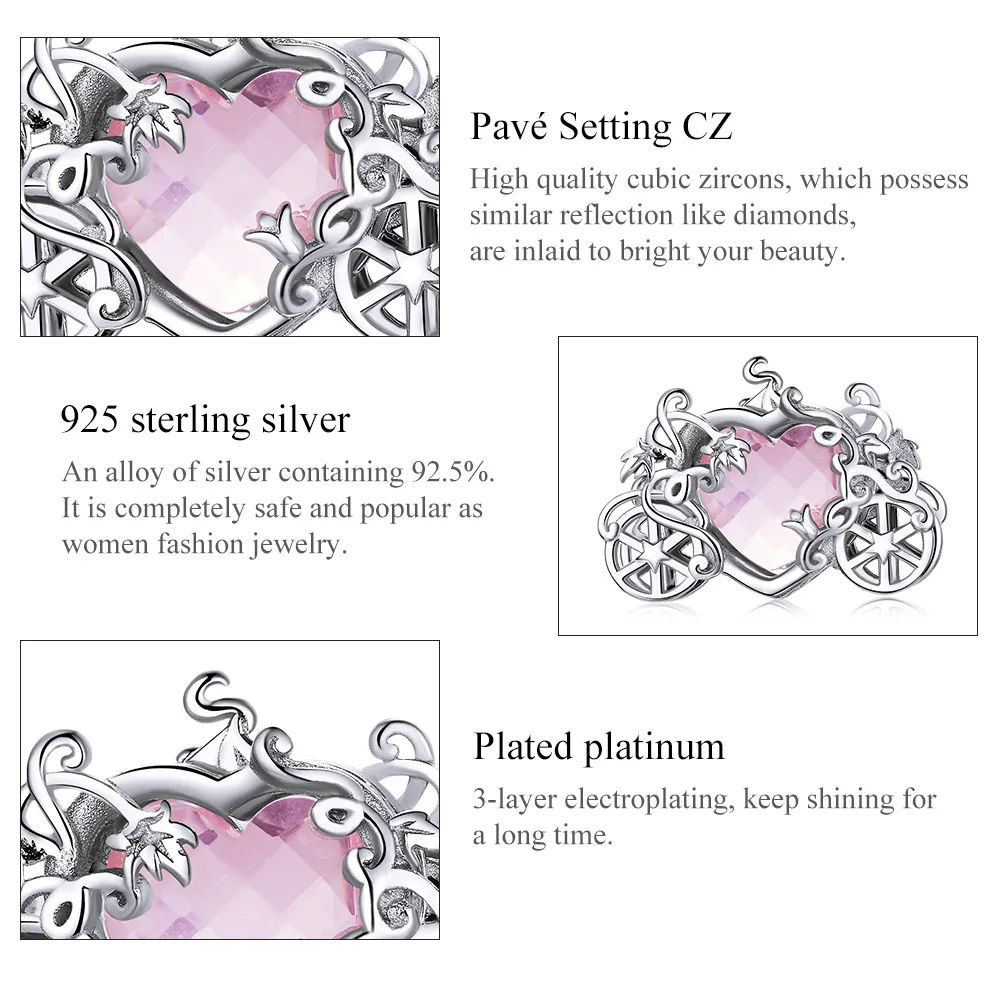 Pandora Style Silver Charm, Magic Carriage - BSC412