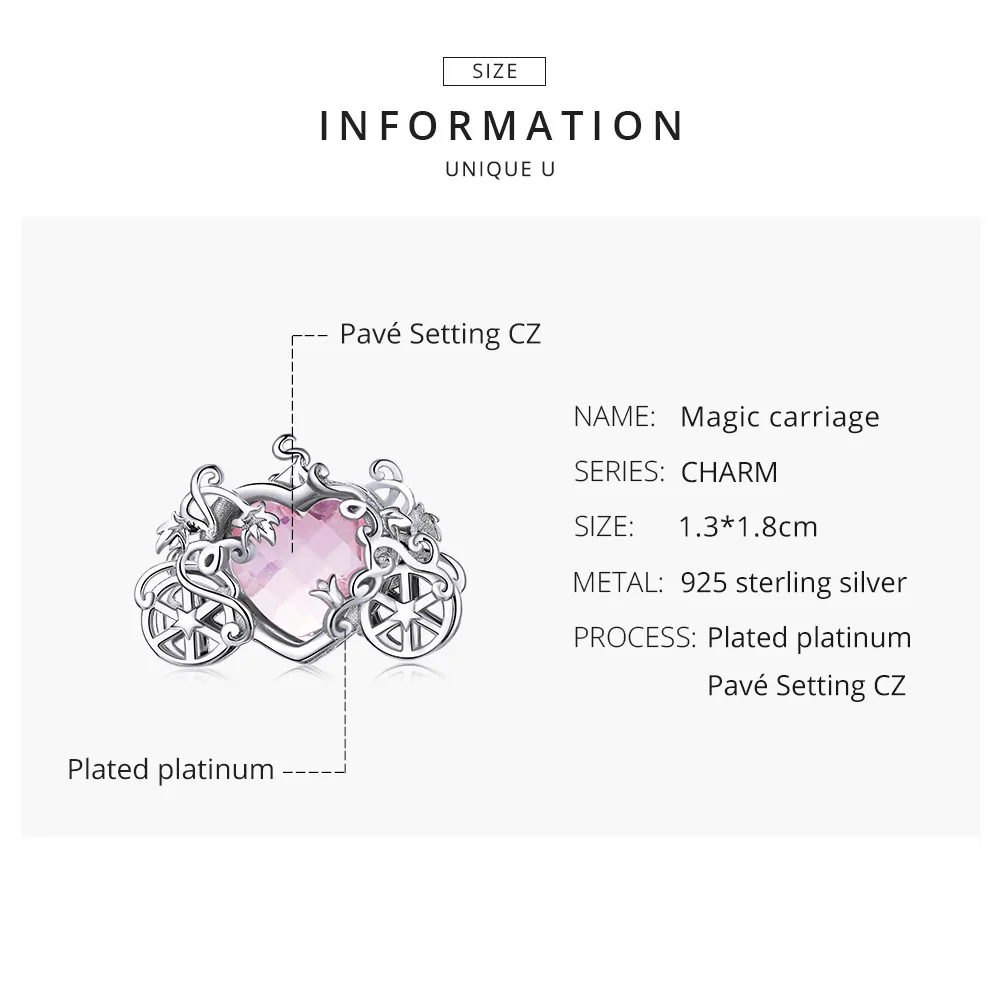 Pandora Style Silver Charm, Magic Carriage - BSC412