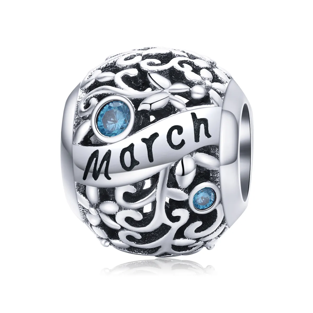 Pandora Style Silver Charm, March Birthstone - SCC1385-3