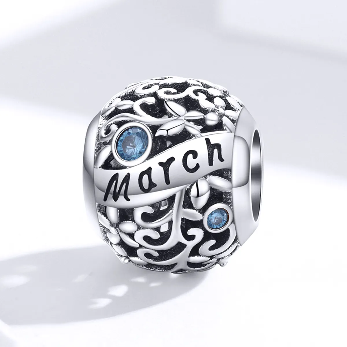 Pandora Style Silver Charm, March Birthstone - SCC1385-3