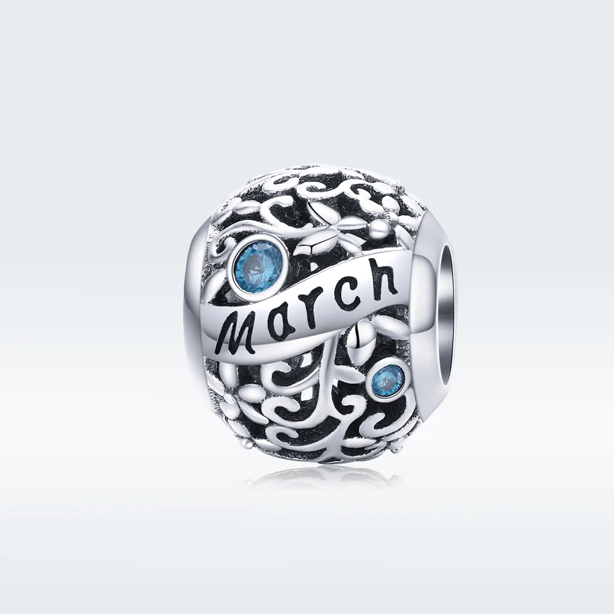 Pandora Style Silver Charm, March Birthstone - SCC1385-3