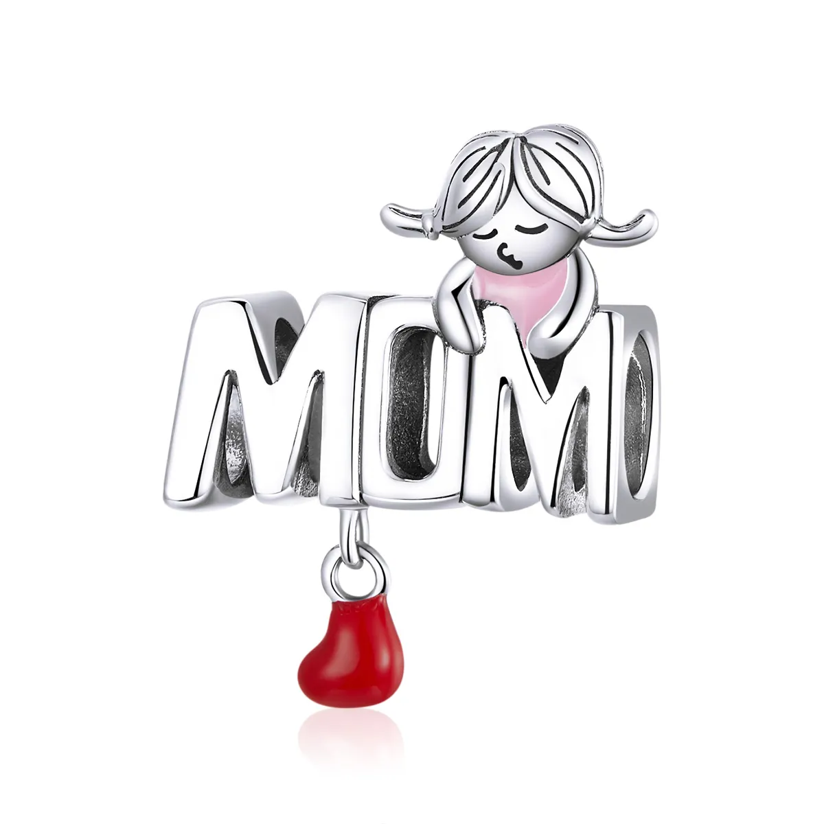 Pandora Style Silver Charm, Mom Letters, Multicolor Enamel - SCC1461