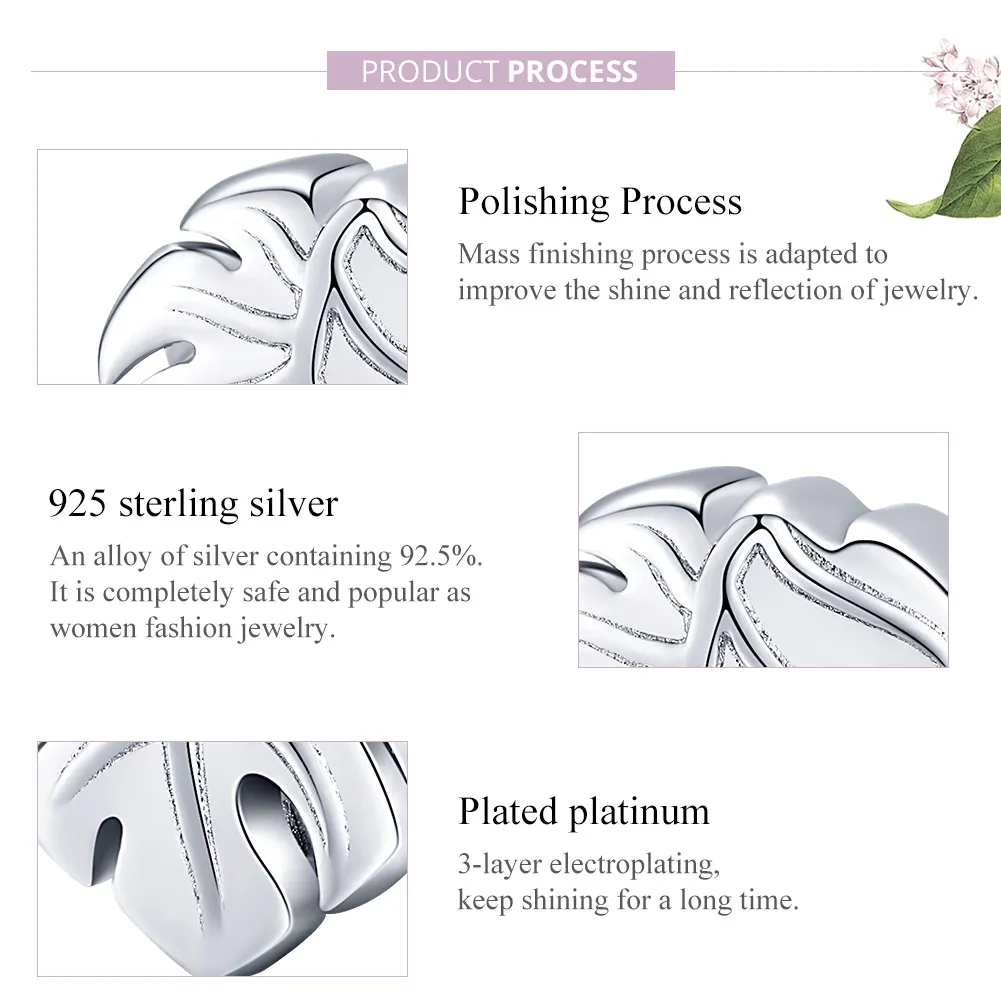 Pandora Style Silver Charm, Monstera Deliciosa - BSC141