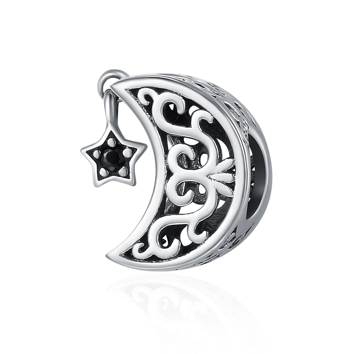 Pandora Style Silver Charm, Moon and Star - SCC483