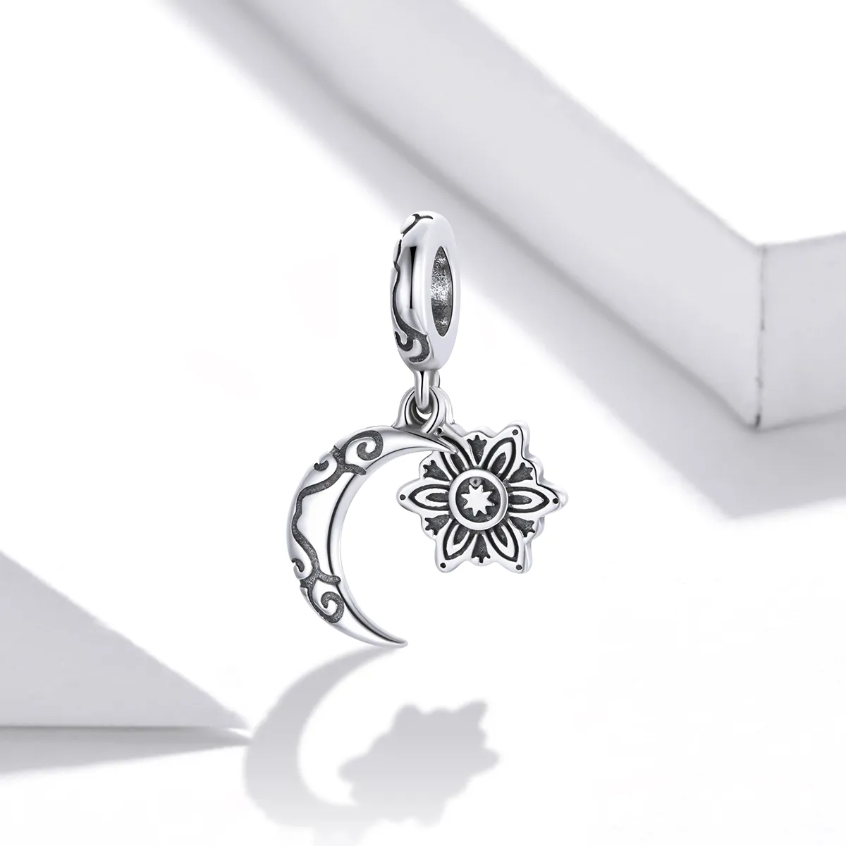 Pandora Style Silver Charm, Moon Lotus - SCC1826