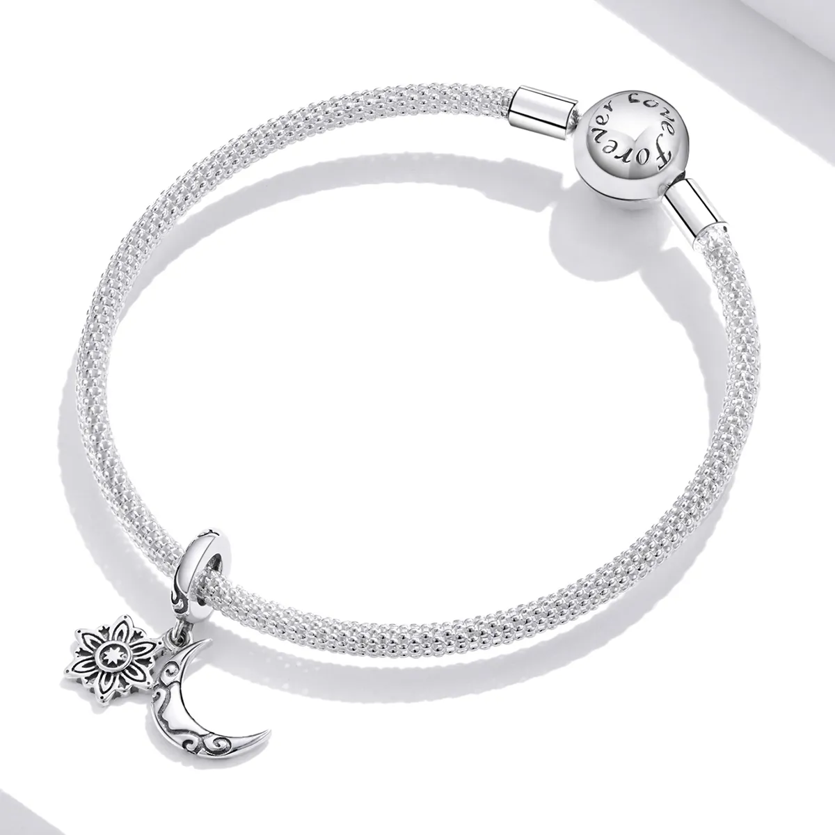 Pandora Style Silver Charm, Moon Lotus - SCC1826