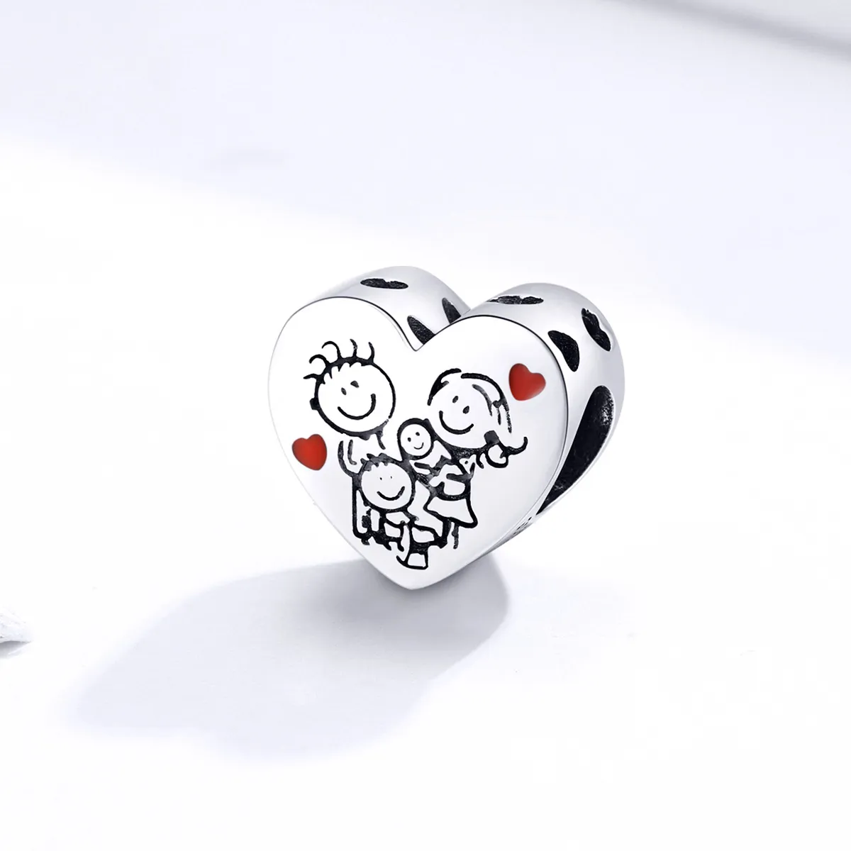 Pandora Style Silver Charm, My Family, Red Enamel - BSC237