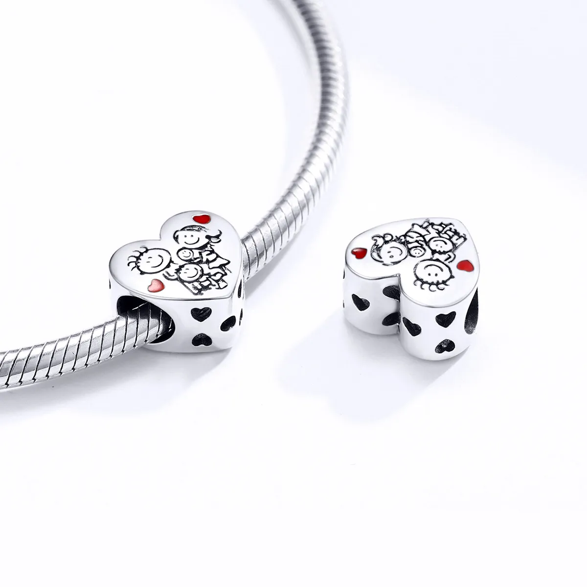 Pandora Style Silver Charm, My Family, Red Enamel - BSC237