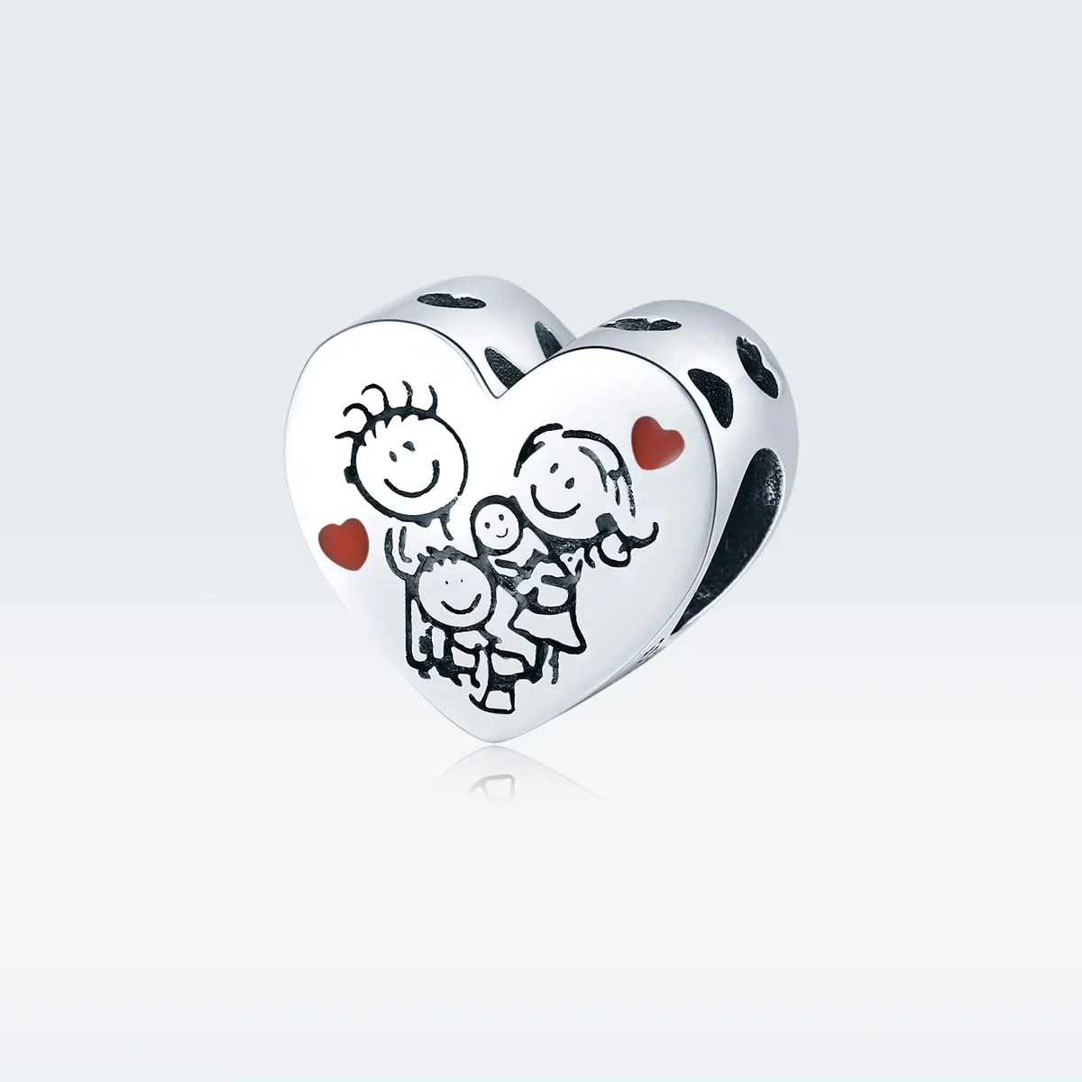 Pandora Style Silver Charm, My Family, Red Enamel - BSC237