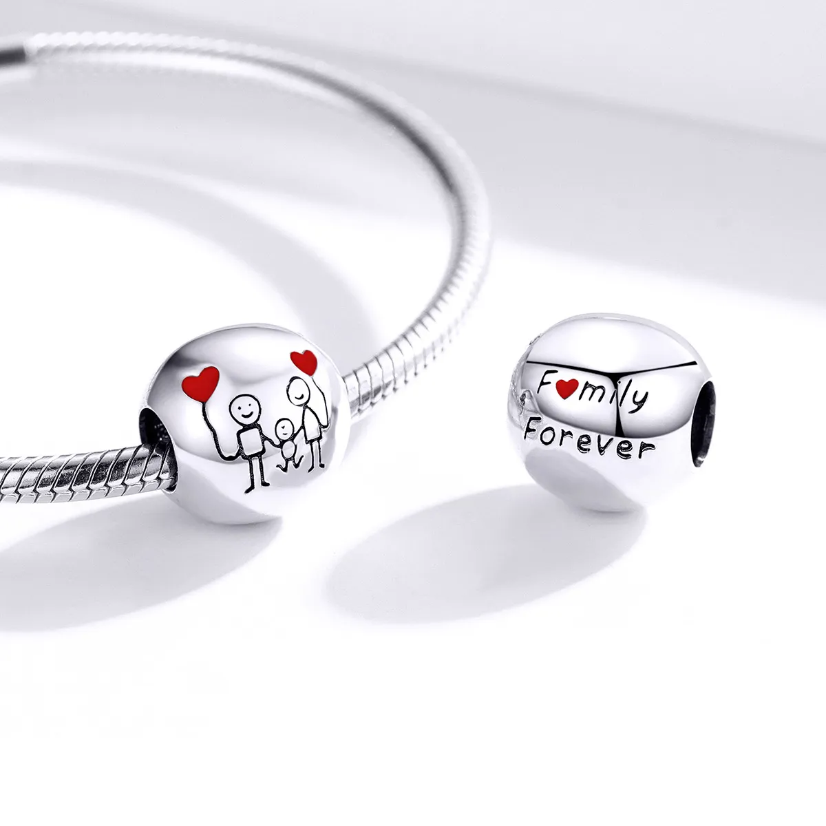 Pandora Style Silver Charm, My Family, Red Enamel - SCC1339