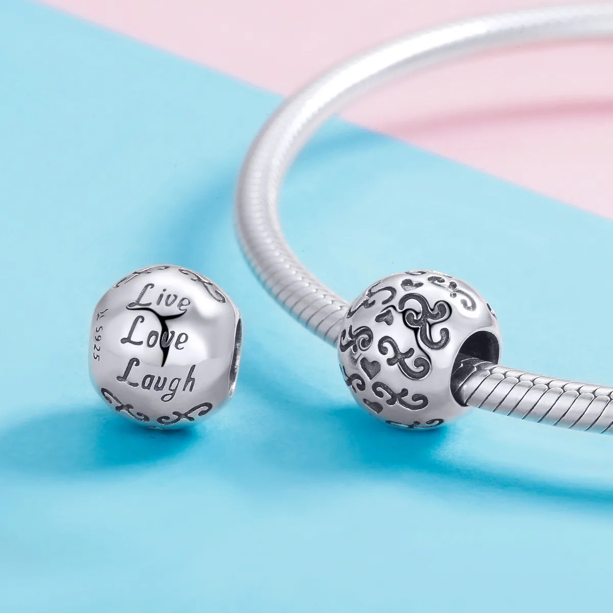 Pandora Style Silver Charm, My Happy Life - SCC966