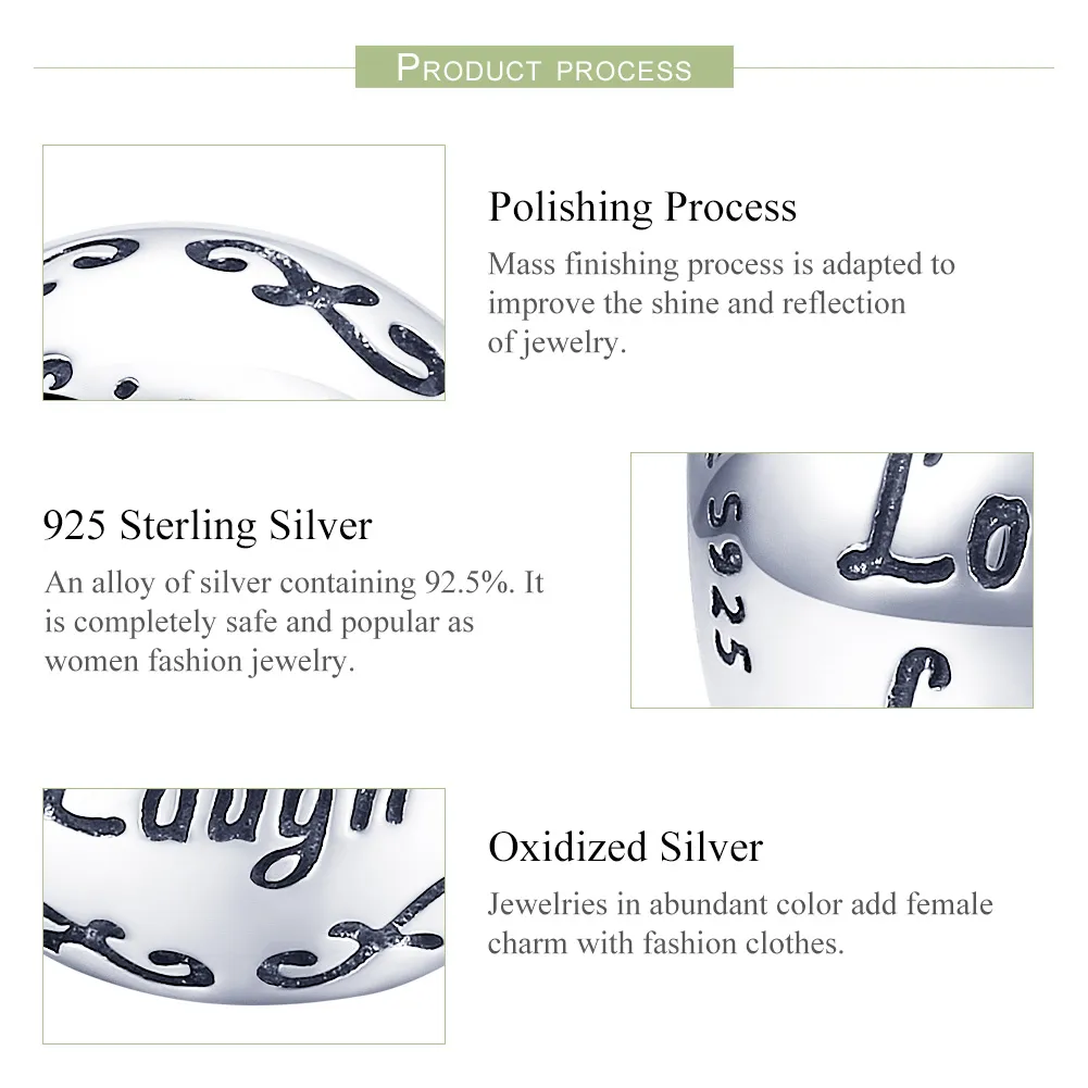 Pandora Style Silver Charm, My Happy Life - SCC966