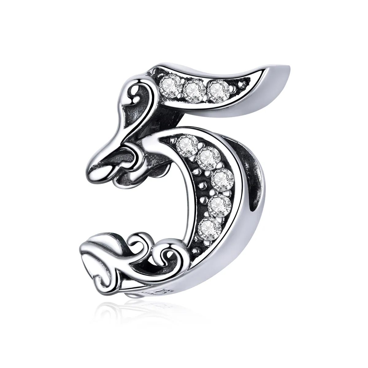 Pandora Style Silver Charm, Number 5 - SCC1418-5