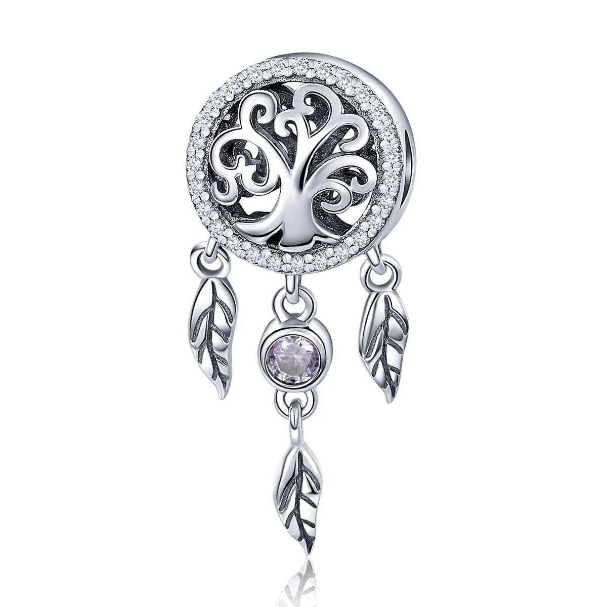 Pandora Style Silver Charm, Openwork Dreamcatcher - SCC723