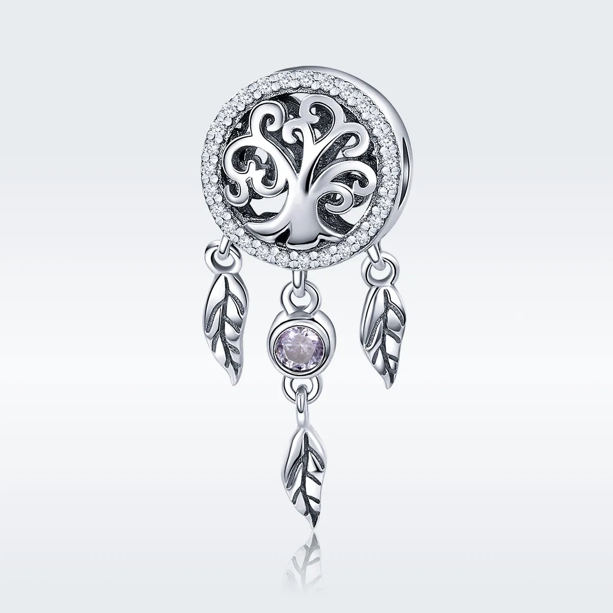 Pandora Style Silver Charm, Openwork Dreamcatcher - SCC723