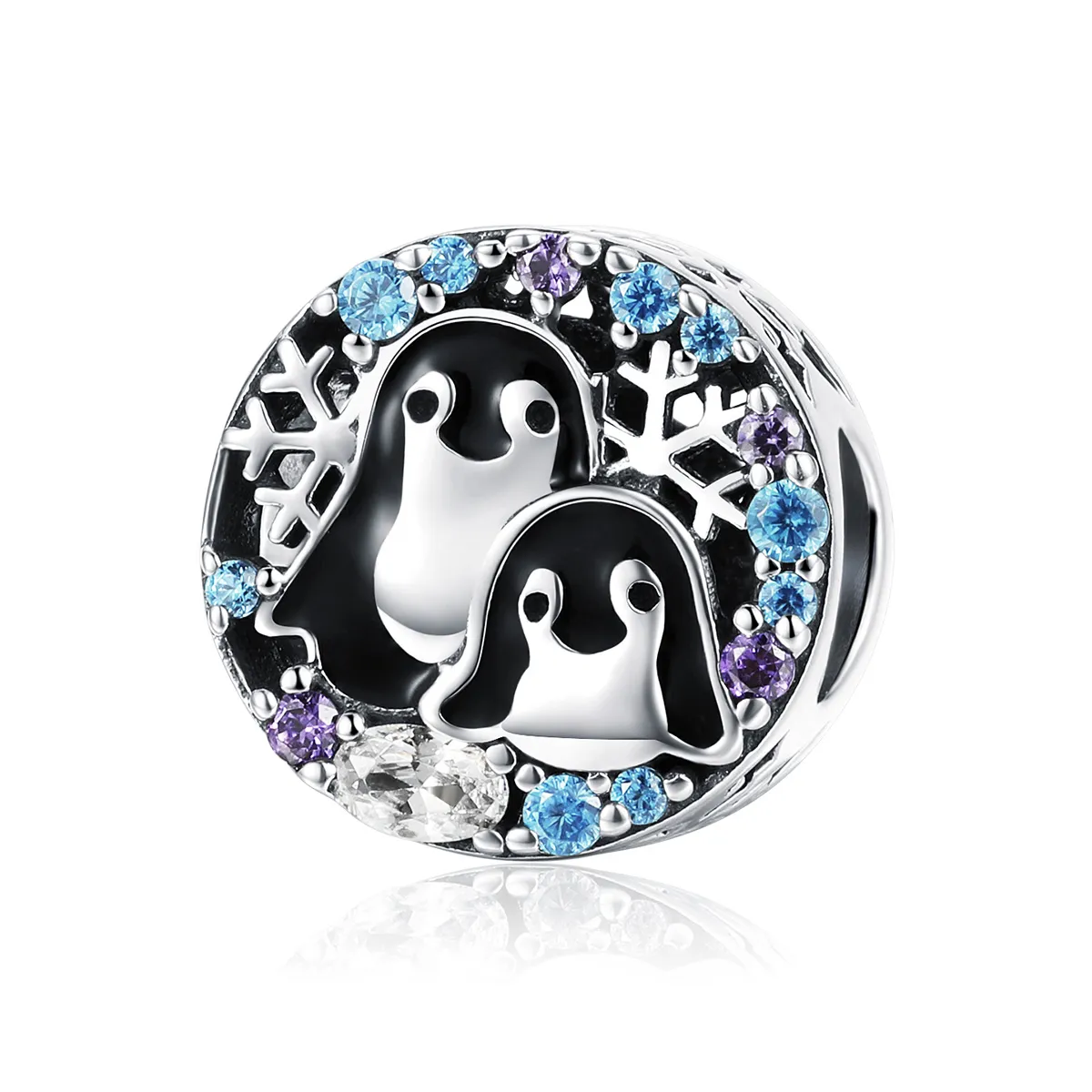 Pandora Style Silver Charm, Penguin House, Multicolor Enamel - SCC992