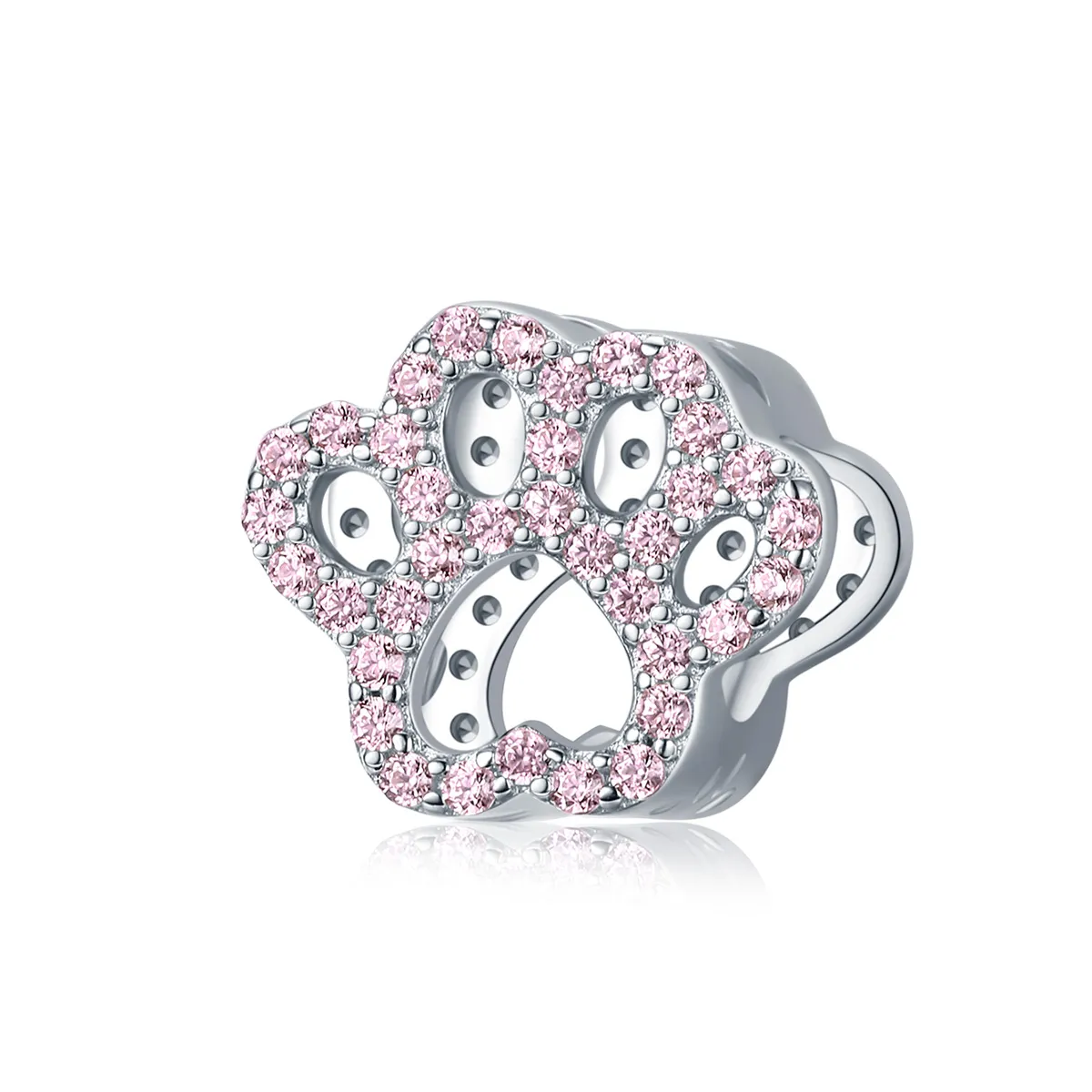 Pandora Style Silver Charm, Pink Paw - BSC164