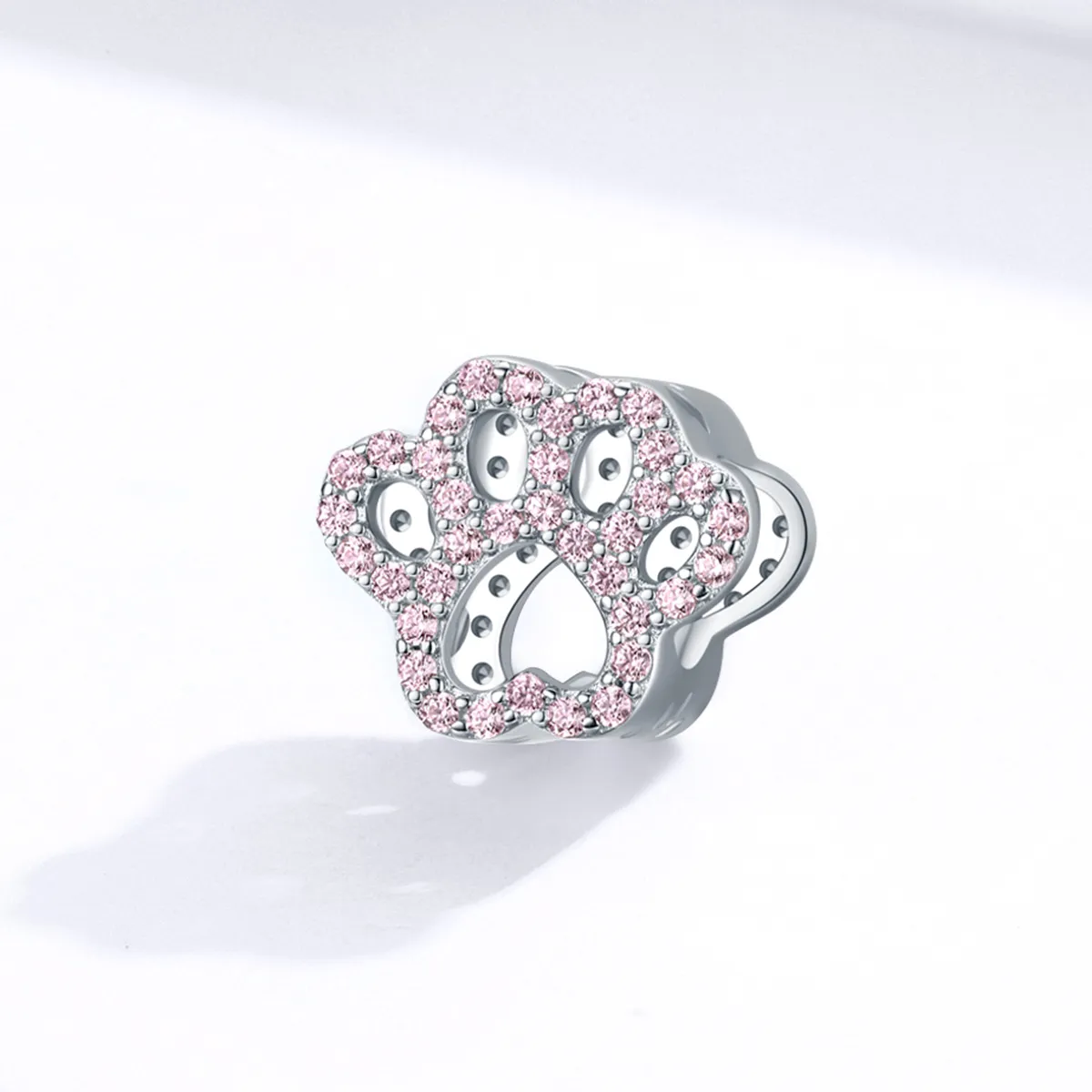 Pandora Style Silver Charm, Pink Paw - BSC164