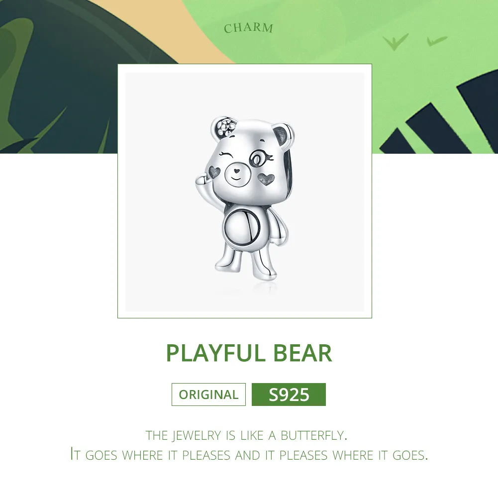 Pandora Style Silver Charm, Playful Bear - SCC1870