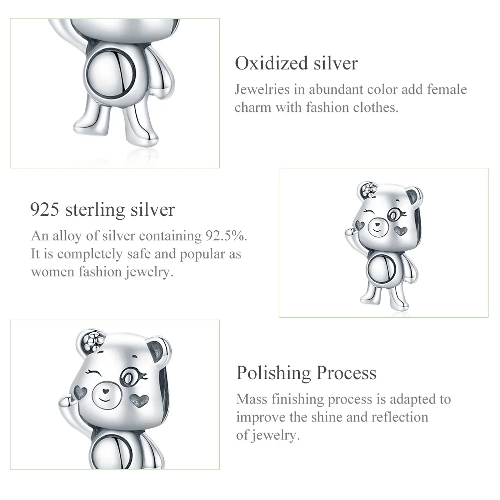 Pandora Style Silver Charm, Playful Bear - SCC1870