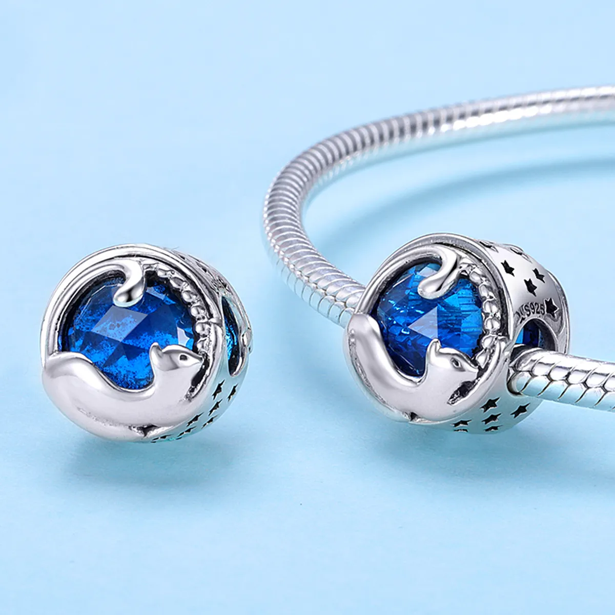 Pandora Style Silver Charm, Playful Cat - SCC708