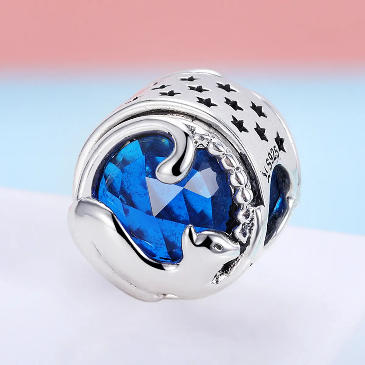 Pandora Style Silver Charm, Playful Cat - SCC708