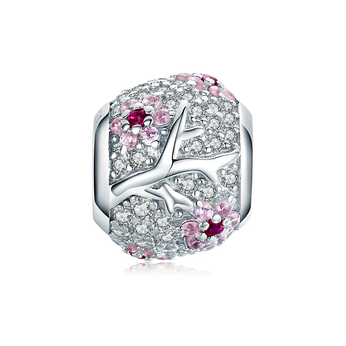 Pandora Style Silver Charm, Plum Blossom - BSC153