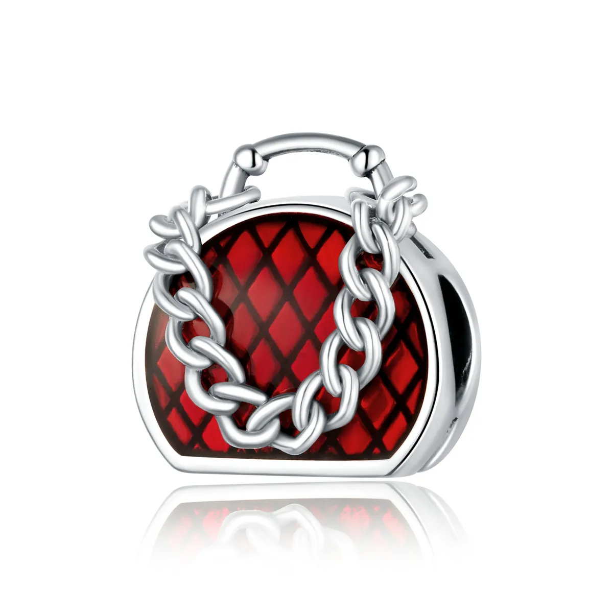 Pandora Style Silver Charm, Purse, Red Enamel - BSC345