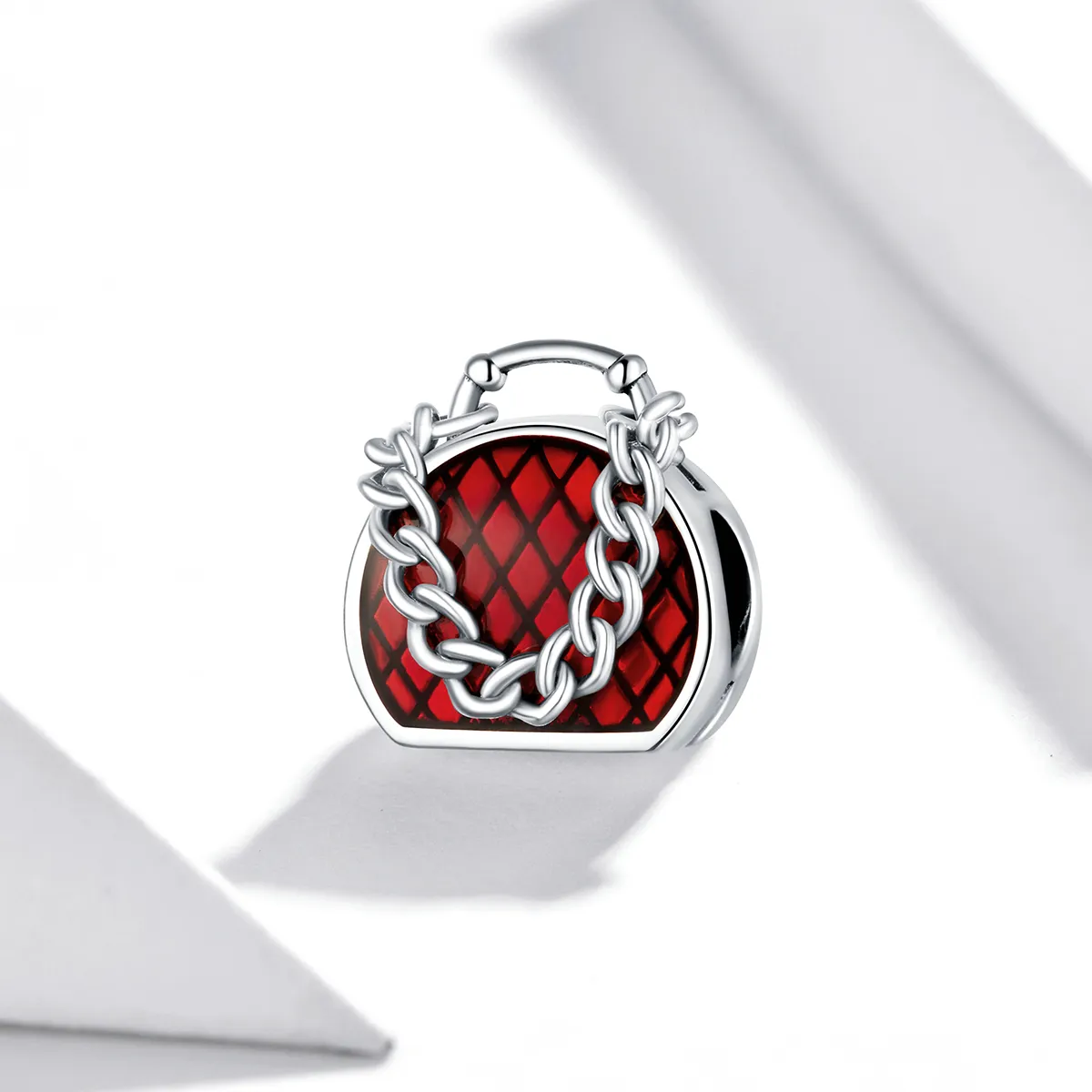 Pandora Style Silver Charm, Purse, Red Enamel - BSC345