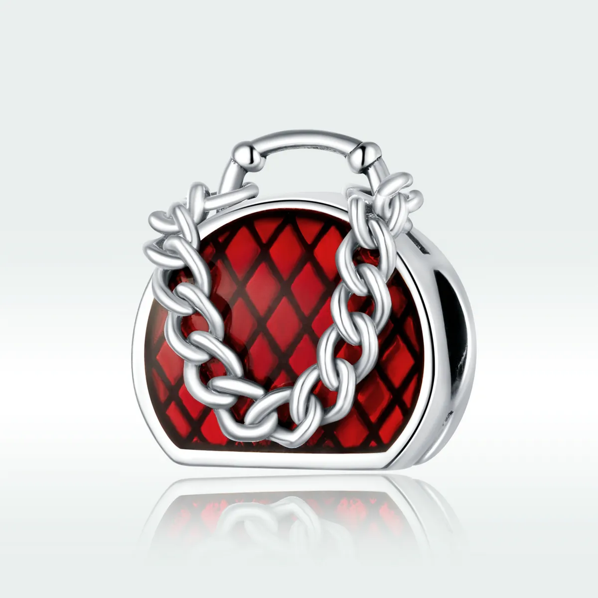 Pandora Style Silver Charm, Purse, Red Enamel - BSC345