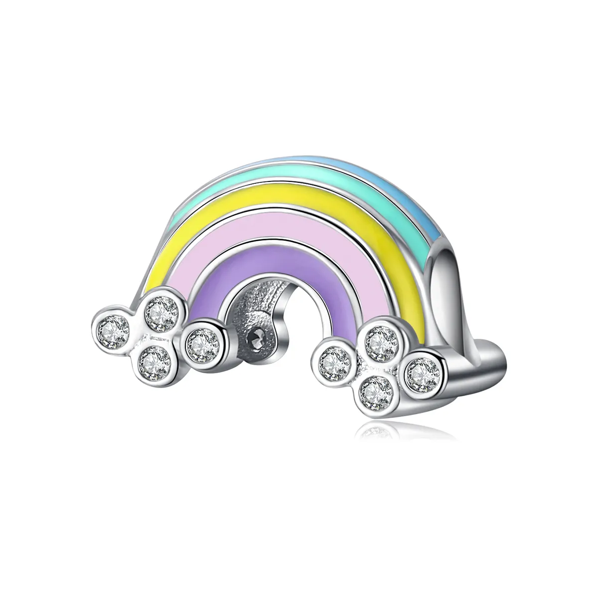 Pandora Style Silver Charm, Rainbow, Multicolor Enamel - SCC1425