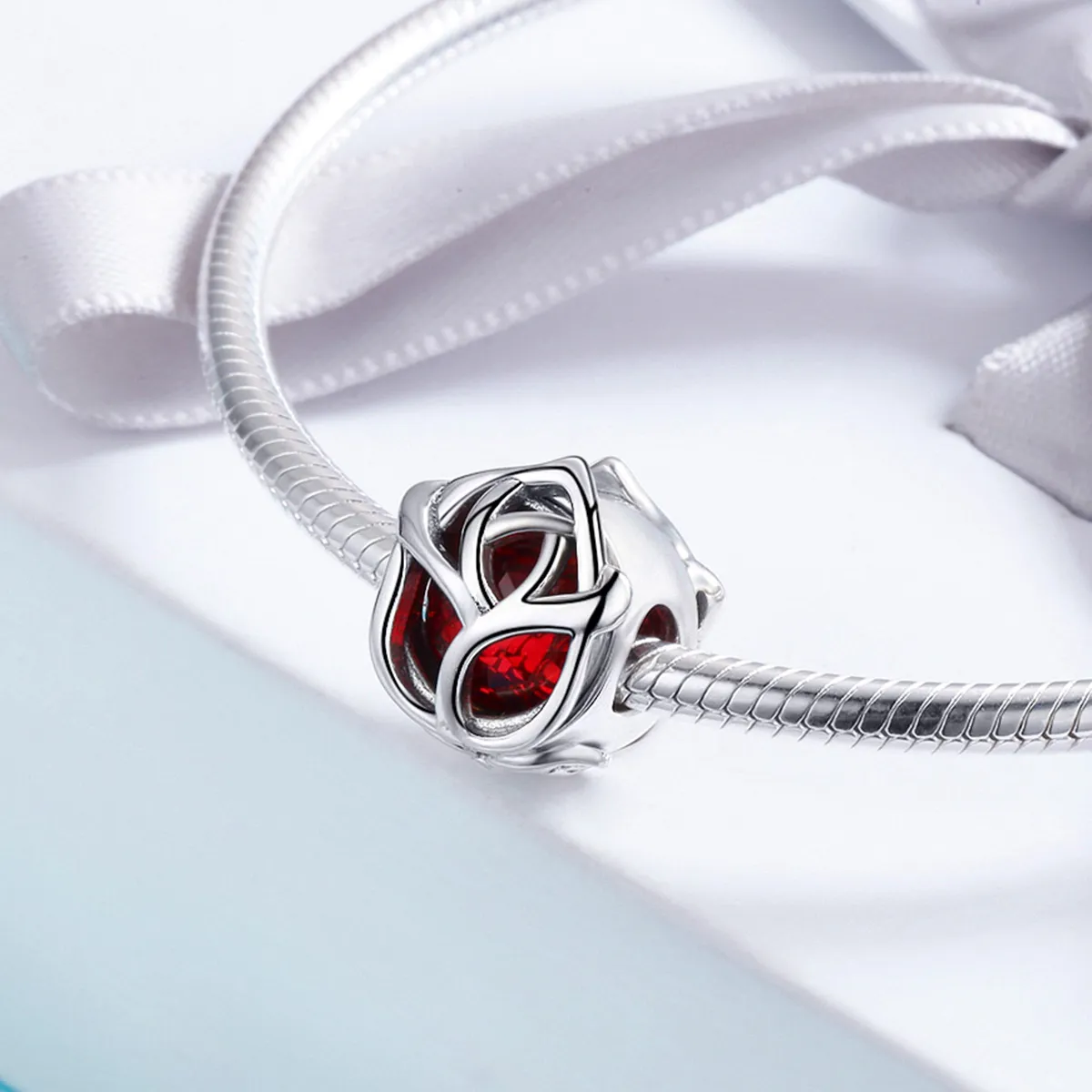 Pandora Style Silver Charm, Red Roses - SCC568