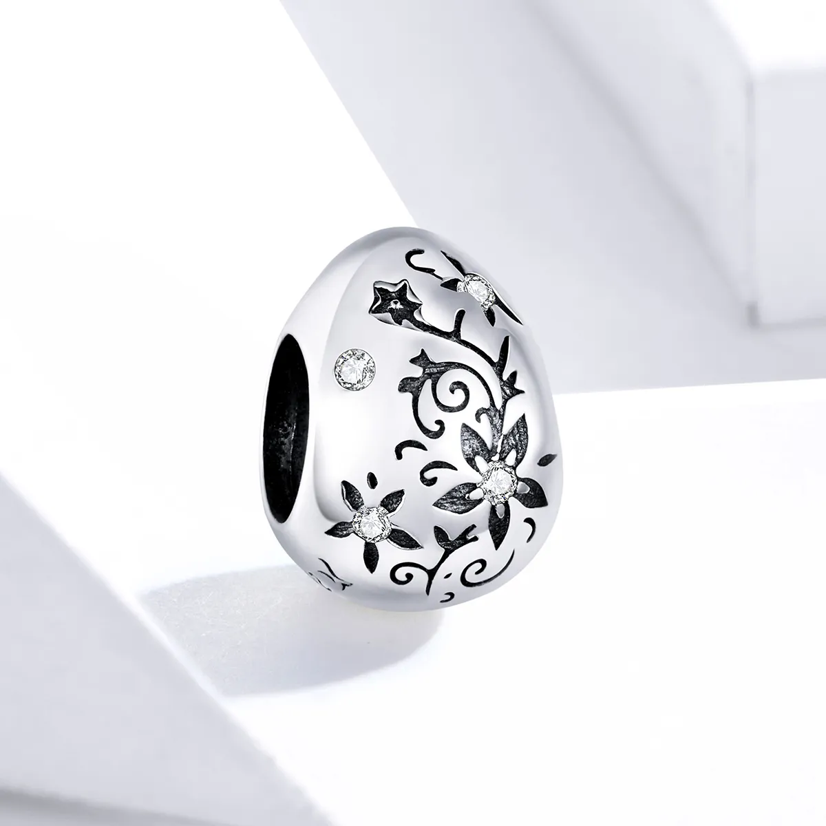 Pandora Style Silver Charm, Retro Easter Egg, Enamel - SCC1466