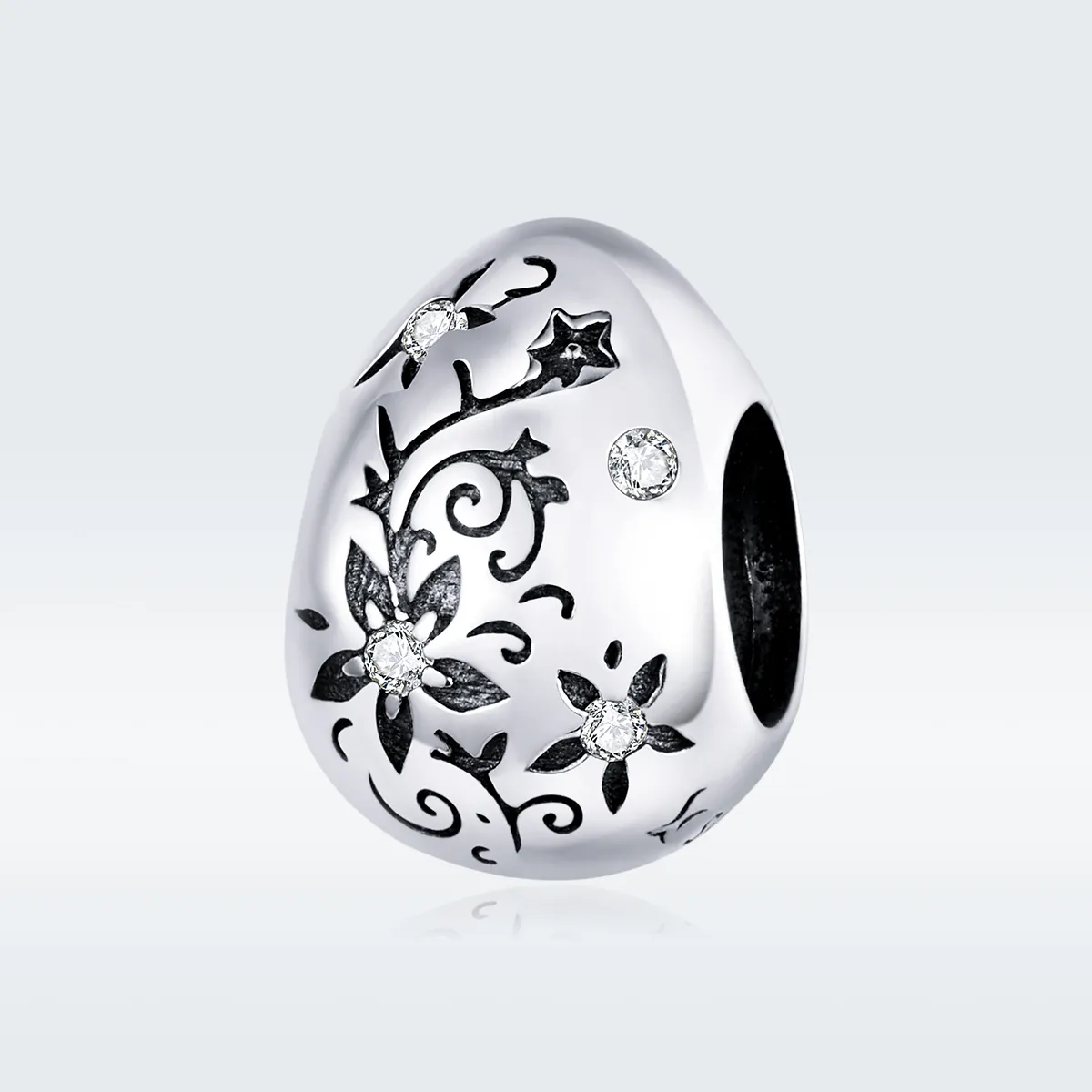 Pandora Style Silver Charm, Retro Easter Egg, Enamel - SCC1466